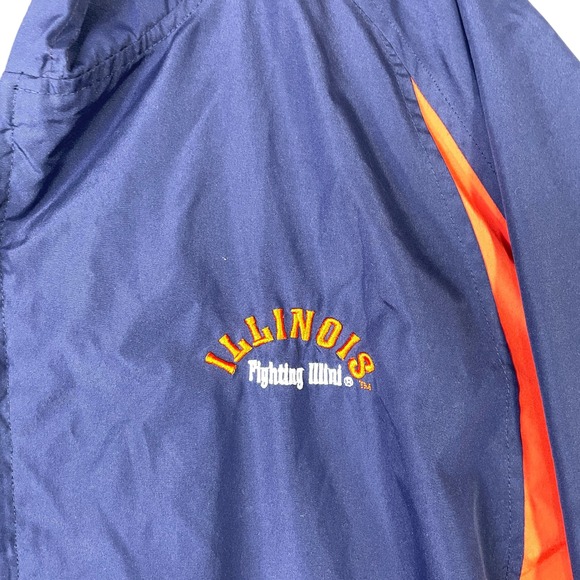 NCAA Illinois Fighting Illini Windbreaker Jacket Navy Orange Mens 2XL Hooded - Picture 5 of 11